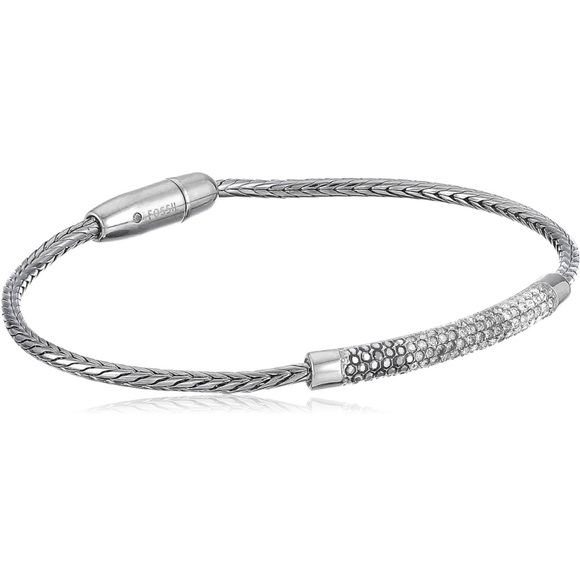 Fossil Thin Glitz Ombre Silver-Tone Bracelet - Picture 2 of 10